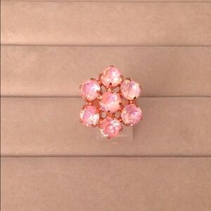 Pink Opal Aurora Borealis + Rose Gold Crystal Flower Statement Ring